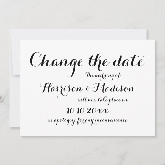 Datum ändern, Kalligrafie-Hochzeitsankündigung Save The Date (Vorderseite)