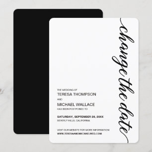 "Datum ändern" Minimalistische Schwarz-Weiß-Hochze Einladung