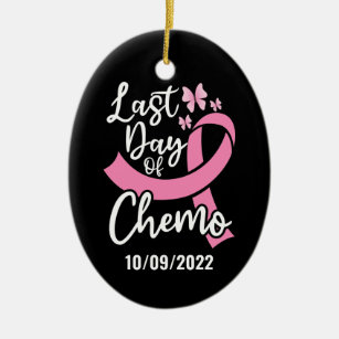 Datum der Anwendung am letzten Tag des Chemo Brust Keramik Ornament