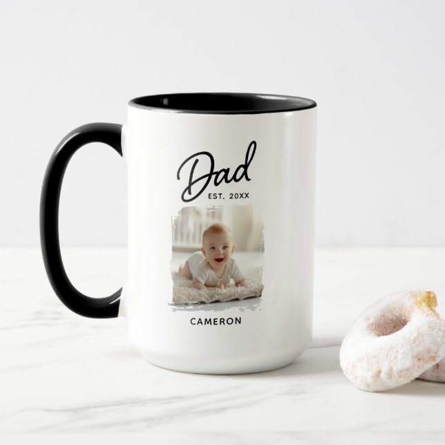 Datum der Gründung des Dad-Fotos Tasse (Mit Donut)