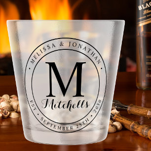 Datum der Hochzeit des benutzerdefinierten Monogra Schnapsglas