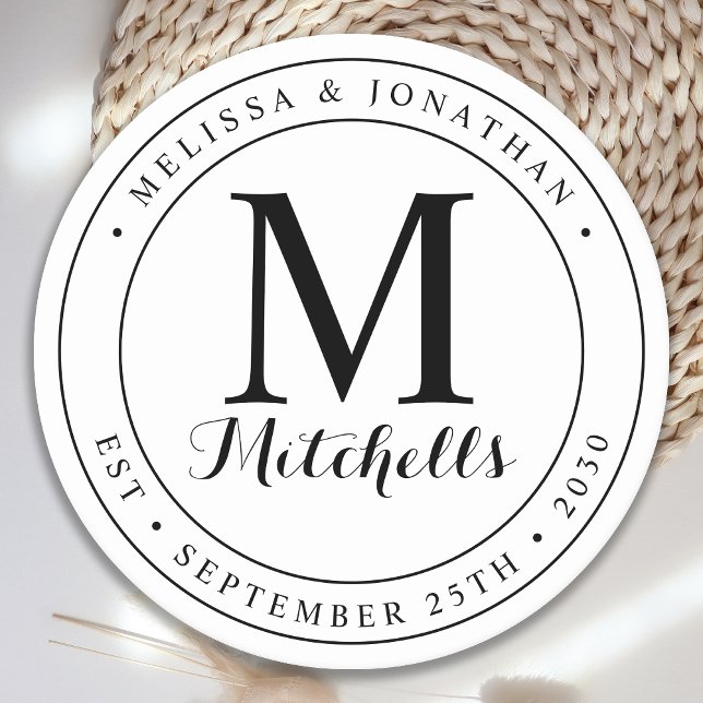 Datum der Hochzeit des personalisierten Monogramms Runder Pappuntersetzer (Von Creator hochgeladen)