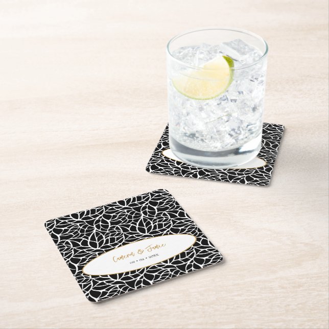 Datum der modernen botanischen Leaf-Muster Rechteckiger Pappuntersetzer (Vor Ort)