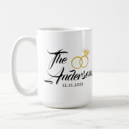 Datum der personalisierten Hochzeitscouple Ring-Be Kaffeetasse