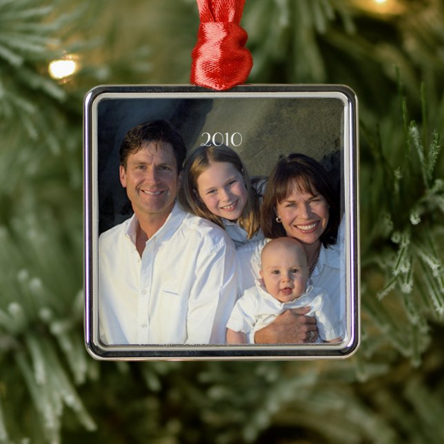 Datum des Fotos in der Familie mit Weihnachten Silbernes Ornament (Baum)