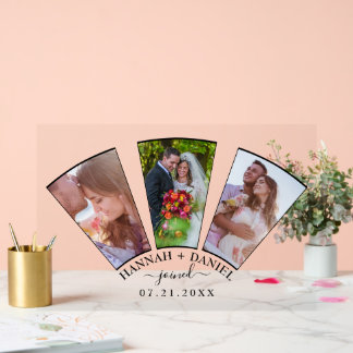 Datum des Hochzeitfoto-Collage-Lüfterform-Individu Acrylschild