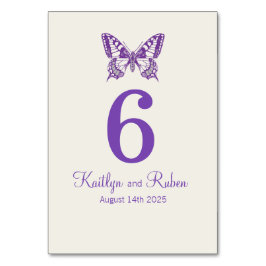 Datum des lila Hochzeitdatums für grafische Schmet Tischnummer