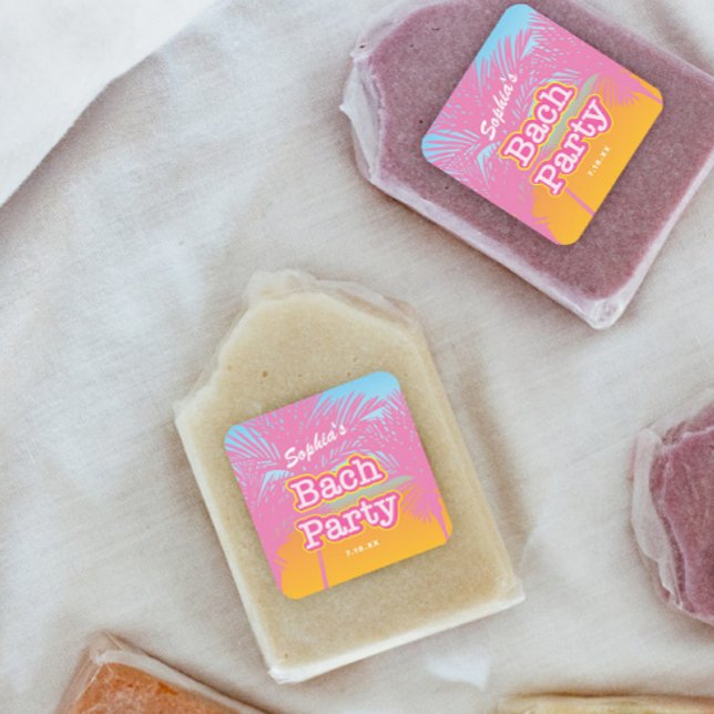 Datum des rosa Party Quadratischer Aufkleber (Von Creator hochgeladen)