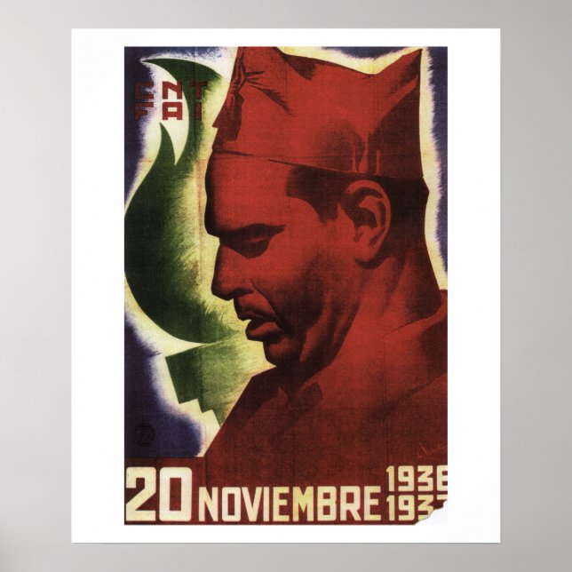 Datum des Todes von Durruti auf Propaganda Poster (Vorne)