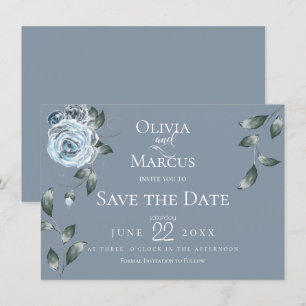 Datum freihalten   Aquarellfarben, blau, floralbla Einladung