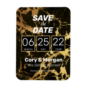 Datum freihalten Black & Gold Marmor Look Magnet