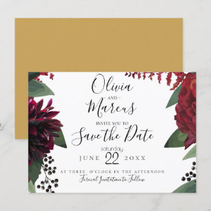 Datum freihalten Elegant Burgundy Marsala Floral Einladung