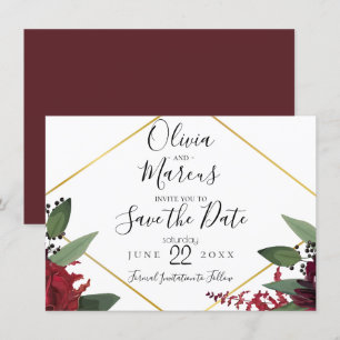 Datum freihalten Elegant Burgundy Marsala Floral Einladung