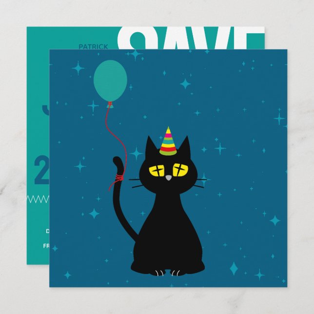 Datum freihalten! - Funny Cat Birthday Card Einladung (Vorne/Hinten)