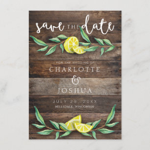 Datum freihalten Rustic Wood Lemon Wedding Card Save The Date