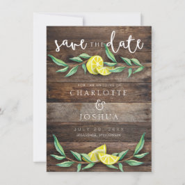 Datum freihalten | Rustic Wood Lemon Wedding Card Save The Date