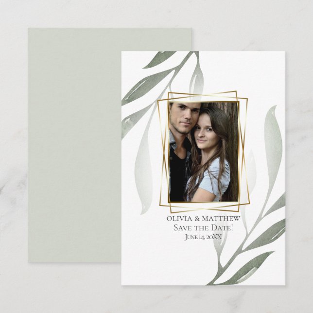 Datum freihalten | Sage Green Olive Branch Waterco Einladung (Vorne/Hinten)