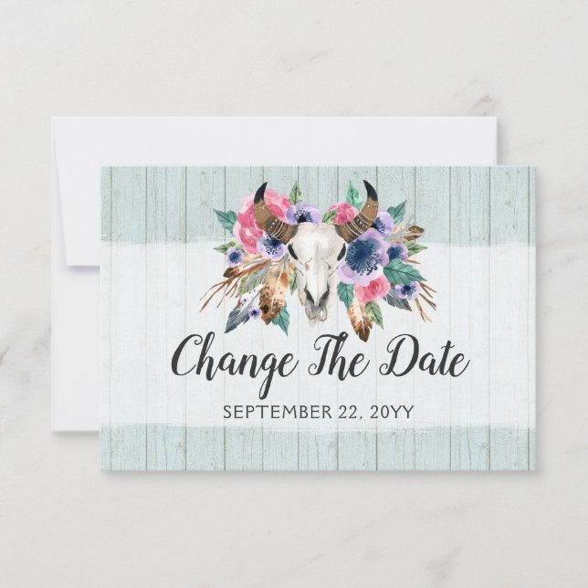 Datum geändert Rustikale Boho-Hochzeit auf einen s Save The Date (Vorderseite)