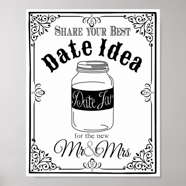 Datum Glas Hochzeitsschild Hochzeit oder Party-Sch Poster (Vorne)