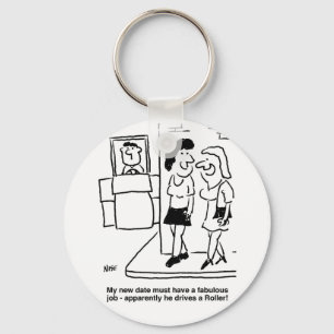 Datum ist das Fahren eines Cartoon der Straßenwalz Schlüsselanhänger