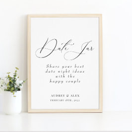 Datum Jar Modern Black Brautparty Activity Sign Poster