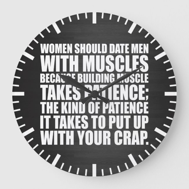Datum Männer mit Muskeln - Funny Bodybuilding Große Wanduhr (Vorderseite)
