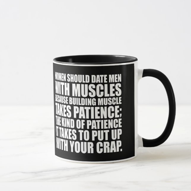 Datum Männer mit Muskeln - Funny Bodybuilding Tasse (Rechts)