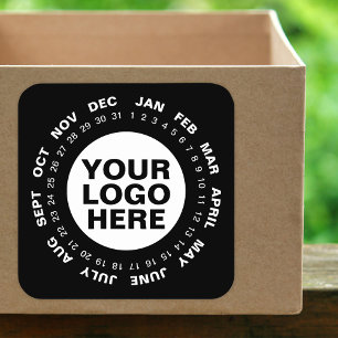 Datum markieren - Logokalender-Aufkleber weiß Quadratischer Aufkleber
