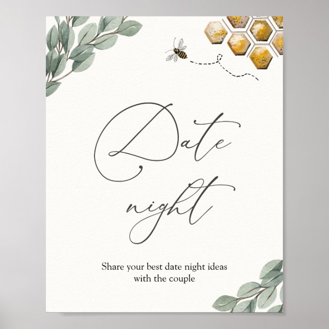 Datum Night Ideas bee Eucalyptus Sign Poster (Vorne)