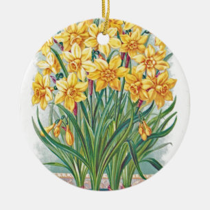Datum RSVP Blumen Osterglocke Gelb Vintage Keramikornament