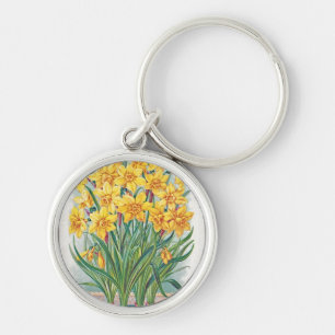 Datum RSVP Blumen Osterglocke Gelb Vintage Schlüsselanhänger