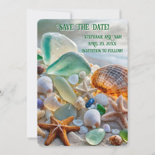 Datum sichern Strand Muscheln Glas Schönheit Einladung