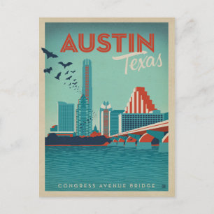 Datum speichern Austin, TX Congress Avenue Bridg Ankündigungspostkarte