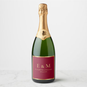 Datum speichern Gold Text Monogram Elegant Burgund