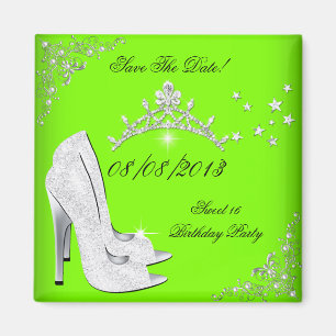 Datum Speichern Limette High Heels Schuhe Tiara Magnet