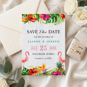 Datum Speichern   Luau Tropisch Floral Flamingo Save The Date