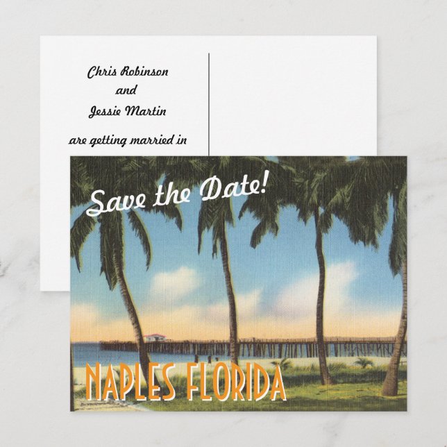 Datum speichern Neapel Florida Vintage Postkarte (Vorne/Hinten)