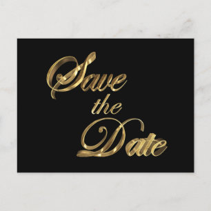 Datum Speichern Schwarze und Goldene Elegante Typo Ankündigungspostkarte