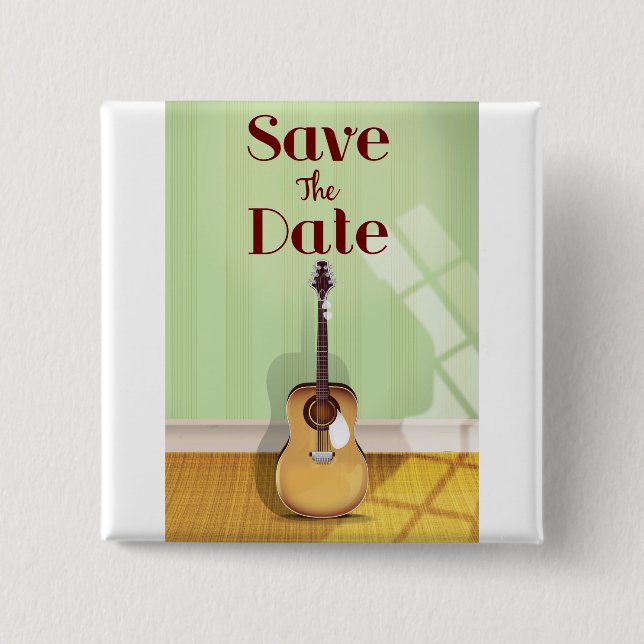 Datum speichern Vintage Akustikgitarre Button (Vorderseite)
