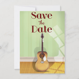 Datum speichern Vintage Akustische Gitarre Einladung