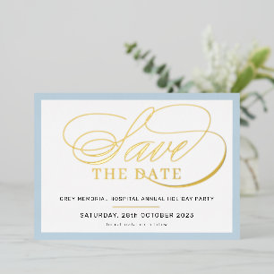 DATUM VORMERKEN elegante fancy Schrift blassblau G Folieneinladung