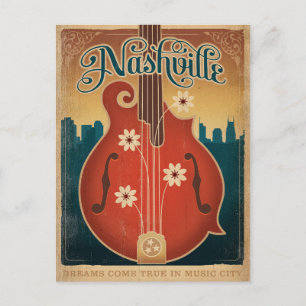 Datum vormerken Nashville, TN - Flower Mandolin Ankündigungspostkarte