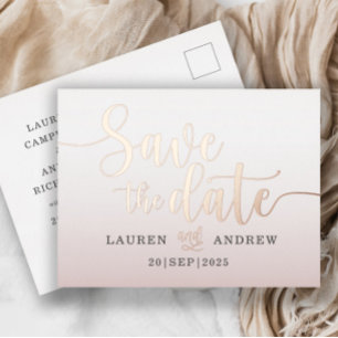 Datum vormerken Rose Gold Folie Feiertagspostkart Folien Feiertagspostkarte