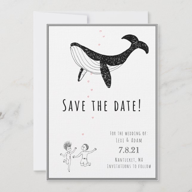 Datum vormerken - Verliebte Wale Save The Date (Vorderseite)