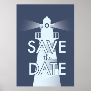 Datum Vormerken Vintage Leuchtturm Poster