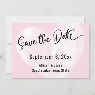 Datum vormerken Weißes Wasserfarbenherz auf rosa K Save The Date
