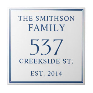 Datum "Weiß & Blau": Anschrift House Plaque Fliese