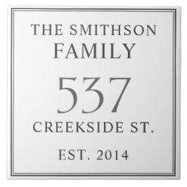 Datum "Weiß & Grau": Anschrift House Plaque Fliese