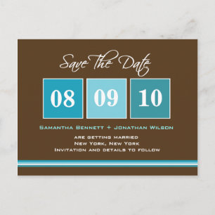  Datumsblöcke - Türkis Ankündigungspostkarte