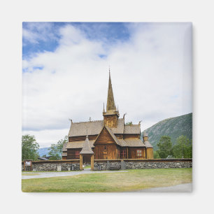 Daubekirche in Lom, Norwegen-Magnet Magnet